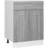 Roanoer Mobile da cucina con cassetto Lyon - Mobile da cucina moderno grigio sonoma - Mobiletto da cucina stabile con 2 ante e ripiani per stoviglie e pentole, 60 x 46 x 81,5 cm (senza piano di lavoro
