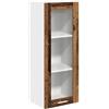 Roanoer Armadietto da cucina sospeso effetto legno anticato, moderno mobile da cucina in legno con anta, armadio da parete per stoviglie e utensili, armadio angolare salvaspazio, 40 x 31 x 100 cm