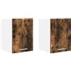 Roanoer Set di 2 armadietti sospesi da cucina moderni, in legno antico e bianco, 30 x 31 x 40 cm, con anta e cerniere