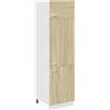 Roanoer Lyon - Armadietto da cucina alto per frigorifero, 60 x 57 x 207 cm, in legno di rovere Sonoma, con 3 ante e 4 ripiani per molto spazio in cucina
