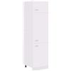 Roanoer Mobiletto frigo Lyon, bianco, 60 x 57 x 207 cm, in legno, con 3 ante e 4 ripiani, moderno, per frigorifero da incasso e utensili da cucina