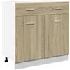 Roanoer Mobile da cucina Lyon con cassetto, in rovere Sonoma, 80 x 46 x 81,5 cm, robusto armadietto in legno per la cucina, armadio multiuso con ampio spazio per utensili