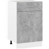 Roanoer Lyon - Mobiletto da cucina con cassetto e porta, 50 x 46 x 81,5 cm, mobile da cucina in legno, grigio cemento, senza piano di lavoro