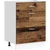 Roanoer Mobile da cucina Lyon effetto legno anticato, mobile da cucina con 2 cassetti, robusto mobile da cucina in legno con piedini regolabili, 60 x 46 x 81,5 cm