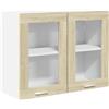 Roanoer Armadio sospeso in vetro Lyon, rovere Sonoma, 80 x 31 x 60 cm, mobile da parete in legno con ante in vetro, moderno mobile da cucina e vetrina per soggiorno, corridoio o bagno