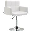 CLP Sedia Design Lounge Los Angeles Similpelle I Poltroncina Girevole E Regolabile I Sedia Pranzo Imbottita Con Braccioli, Colore:bianco
