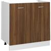 Roanoer Mobile sottolavello Lyon, 80 x 46 x 81,5 cm, effetto rovere marrone, mobile da cucina in legno con 2 ante per riporre oggetti