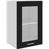 Roanoer Armadio pensile in vetro Lyon, nero, 40 x 31 x 60 cm, moderno mobile da cucina in legno con anta in vetro, armadio da parete per cucina e sala da pranzo, con 2 ripiani