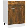 Roanoer Mobile da cucina con cassetto Lyon, 60 x 46 x 81,5 cm, in legno di rovere affumicato, spazio per stoviglie e pentole, senza piano di lavoro