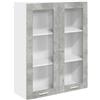 Roanoer Armadietto pensile grigio cemento, 80 x 31 x 100 cm, mobile da cucina in legno con 2 ante, moderno armadio da parete per cucina e soggiorno, molto capiente, montaggio a parete