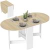 HOMCOM Tavolo da pranzo pieghevole, tavolo pieghevole cucina ovale fino a 6 persone, per piccoli spazi, sala da pranzo, bianco e legno naturale