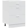 Roanoer Mobiletto da cucina Lyon bianco, mobile da cucina in legno con cassetti per vano portaoggetti, mobiletto da cucina, 60 x 46 x 81,5 cm