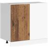 Roanoer Mobile da cucina Lyon, effetto legno anticato, 86 x 46 x 81,5 cm, mobile da cucina in legno con piedini regolabili e ante per riporre oggetti in cucina, senza piano di lavoro