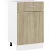 Roanoer Mobile da cucina Lyon con cassetto e porta, 50 x 46 x 81,5 cm, mobile da cucina in legno di rovere Sonoma