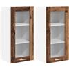 Roanoer Set di 2 armadietti da cucina sospesi in legno anticato, moderno pensile da parete con anta per stoviglie e utensili, 40 x 31 x 80 cm, design senza tempo