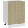 Roanoer Mobile da cucina Lyon in rovere Sonoma, 60 x 46 x 81,5 cm, mobile da cucina in legno con 2 ante e ripiani per riporre oggetti, senza piano di lavoro, per cucina o dispensa