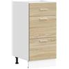 Roanoer Mobile da cucina Lyon in rovere Sonoma, 40 x 46 x 81,5 cm, mobile da cucina in legno con cassetti, mobile da cucina, per stoviglie e utensili
