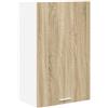 Roanoer Armadietto da cucina sospeso in rovere Sonoma e bianco, 50 x 31 x 80 cm, mobile da cucina in legno, moderno armadio da parete con anta per stoviglie e dispensa