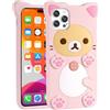 HYHMXB Custodia 3D Kawaii per telefono compatibile con iPhone 14 Pro da 6,1 pollici, design orso rosa cartone animato, alla moda, divertente, custodia protettiva morbida in silicone TPU, per ragazze