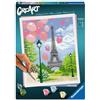 Ravensburger - CreArt Primavera a Parigi, Kit per Dipingere con i Numeri, Contiene Tavola Prestampata 24x30 cm, Pennello, Colori e Accessori, Gioco Creativo e Relax per Adulti 14+ Anni