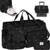 Adiwo Borsa per Viaggio Multiuso, Borsa Parto Ospedale Grande Mamma, Grande con 5 Scomparti, Stampa Carina e Portatile per Parto in Ospedale, Weekend Sportiva Palestra (Nero)