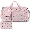 Adiwo Borsa per Viaggio Multiuso, Borsa Parto Ospedale Grande Mamma, Grande con 5 Scomparti, Stampa Carina e Portatile per Parto in Ospedale, Weekend Sportiva Palestra (Rosa)