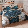 PETTI Artigiani Italiani - Set Copripiumino Una piazza e mezza 200x200 cm (1 Federa 50x80 cm Inclusa), Parure Copripiumino Morbida Microfibra con Stampa Digitale Effetto Marmo Blu - Made in Italy