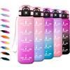 KollyKolla Borraccia 500ml, Borraccia Motivazionale con Filtro, a Prova di Perdite, Bottiglia Acqua Sportiva con Indicatore del Tempo, Borraccia per Campeggio, Corsa, Viaggio, Scuola, Yoga