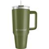 IronMaxx Tazza con manico, verde oliva, 1,2 l, con cannuccia inclusa, design sottile e moderno, in acciaio inox, coperchio a tenuta stagna e isolamento a doppia parete, mantiene caldo e freddo