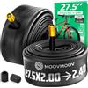 MOOVMOOV Camera d'Aria 27.5 Pollici - Per Copertoni 27.5x2.0 / x2.10 / x2.125 / x2.15 / x2.20 / x2.25 / x2.30 / x2.35 / x2.40 (ETRTO 47-584 a 64-584) - Valvola Schrader - Confezione da 2 - Per Bici