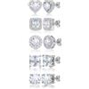 WinHoliLux 5 paia di orecchini in argento S925 per uomo e donna, ipoallergenici, con zirconia cubica, rotondi, quadrati e taglio a cuore, idea regalo per uomini e donne