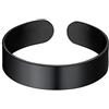 Richsteel Anello Placcato Nero per Adolescenti Anello da Dito Aperto Regolabile con Superficie Liscia da 5mm per Ragazze dei Ragazzi