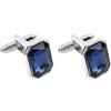 BRIOTA 1 coppia di gemelli per camicia da uomo con cristalli blu zaffiro, classici gemelli quadrati in argento, elegante set di gemelli da uomo per accessori di lusso per sposo, gemelli da uomo per camicie