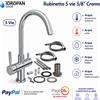 Rubinetto Miscelatore Cucina 5 Vie 3/8 Cromo per Depuratore