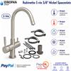 Rubinetto Miscelatore Cucina 5 Vie 3/8 Nickel Spazzolato per Depuratore