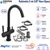 Rubinetto Miscelatore Cucina 5 Vie 3/8 Nero Opaco per Depuratore