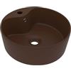 Mhdvray Lavabo da appoggio in ceramica marrone scuro, 36 x 13 cm, con troppopieno e foro per rubinetto, moderno lavabo per bagno, ospiti, cucina, per esterni