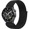 GIOPUEY Nylon Cinturini Compatibile con Honor Watch 6, Traspirante Sport Loop Cinturino in Morbido Nylon Intrecciato, Donne Uomo - Black