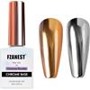 FZANEST Chrome Base Coat Gel Top Coat for Chrome Nail Powder 15ml No Wipe Clear Gel Polish High Gloss Mirror Shine Long Lasting Easy Application Soak Off DIY Home Salon Art Design