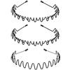 KELUBATU 3 fasce per capelli a zig zag, in metallo, antiscivolo, con presa | Design ondulato nero a zig zag, massima trazione per sport intensi, palestra unisex corsa all'aperto