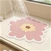 SHIJHUI Tappetino da doccia rotondo con fiore, per doccia interna, tappetino da bagno in luffa in PVC, tappetino da bagno antiscivolo anti-muffa con scarico, ad asciugatura rapida (rosa, 50 x 50 cm)