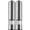 SILIT Set di 2 macinasale e pepe elettrico | acciaio inox | macina in ceramica - spessore macinino regolabile | illuminazione a LED con batterie incluse