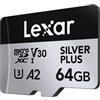 Lexar 64GB Scheda di memoria Lexar microSDXC Silver Plus UHS-1 Argento 2pz