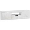 HOMCOM Lowboard TV, finitura lucida, per TV fino a 165,1 cm, 3 scomparti, cassetto, 160 x 38 x 43 cm, Bianco | Aosom Italy