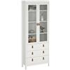 Dmora - Vetrina Laurette, Credenza espositiva, Vetrinetta multiuso, Madia da soggiorno, 78x33 h199 cm, Bianco