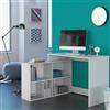 Dmora - Scrivania Arros, Scrittoio Multiuso, Tavolo per Ufficio Porta PC, Piano di Lavoro, 112x101 h77 cm, Bianco Opaco