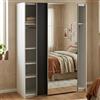 Dmora - Guardaroba 2 ante Diandra, Mobile camera da letto, Cabina armadio portabiti, Armadio appendiabiti, 150x61 h200 cm, Bianco e Nero