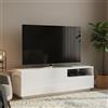 Dmora - Mobile porta TV Nino, Credenza bassa da soggiorno a 2 ante, Base porta televisione, 100% Made in Italy, cm 150x43h46, Bianco lucido