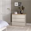 Dmora - Cassettiera Orani, settimino multiuso con 3 cassetti, comò elegante per camera da letto, 77x50 h70 cm, Beige