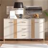 Dmora Credenza Fuhasa 164x40x90h cm Bianco Crema 2 Ripiani 3 Cassetti, Madia 2 Ante